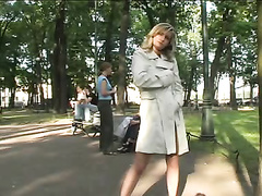 People watch hot blonde getting stripped in park